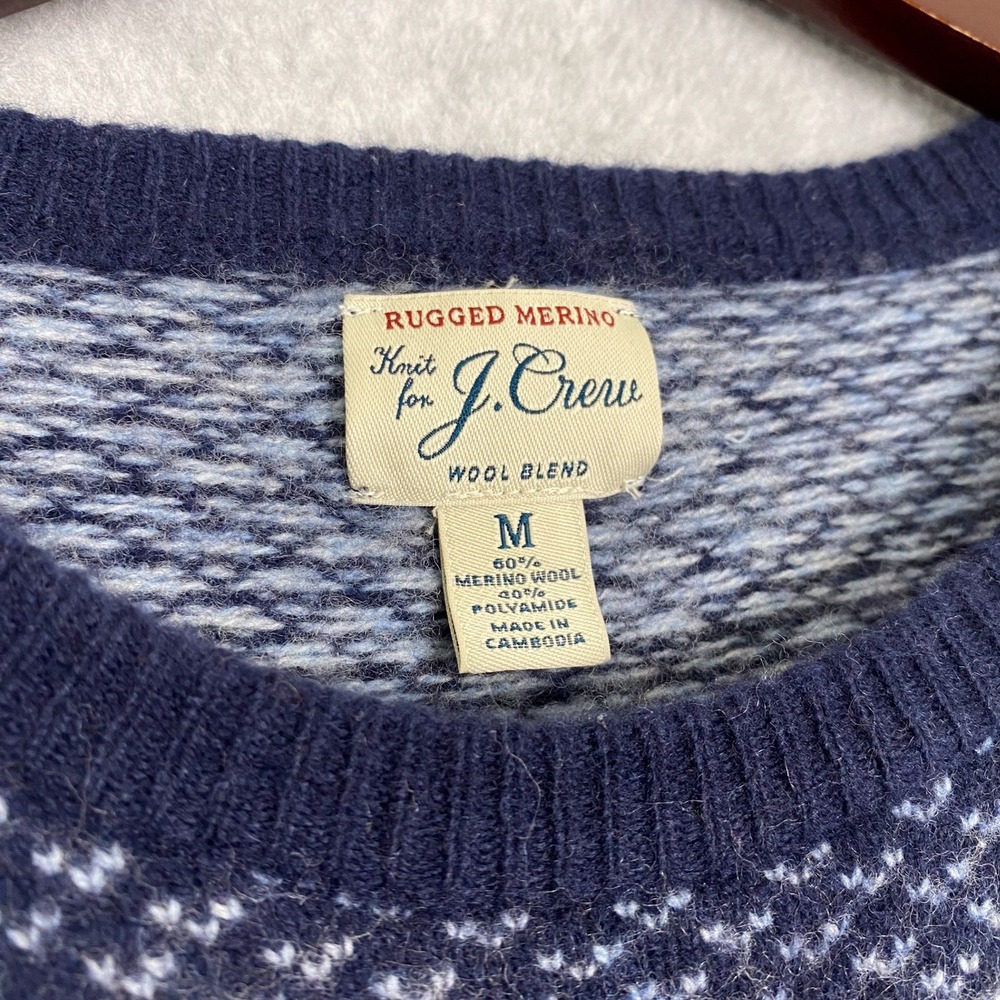 J. Crew Sweater Mens M Blue Merino Rugged Crewneck Pullover - Picture 5 of 9